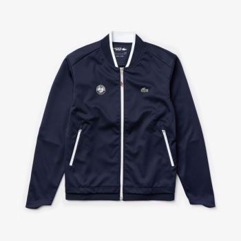 Lacoste SPORT Roland Garros Piqué Zip-Up Jacket Pánské - Bunda Tmavě Blankyt Blankyt / Bílé / Červen